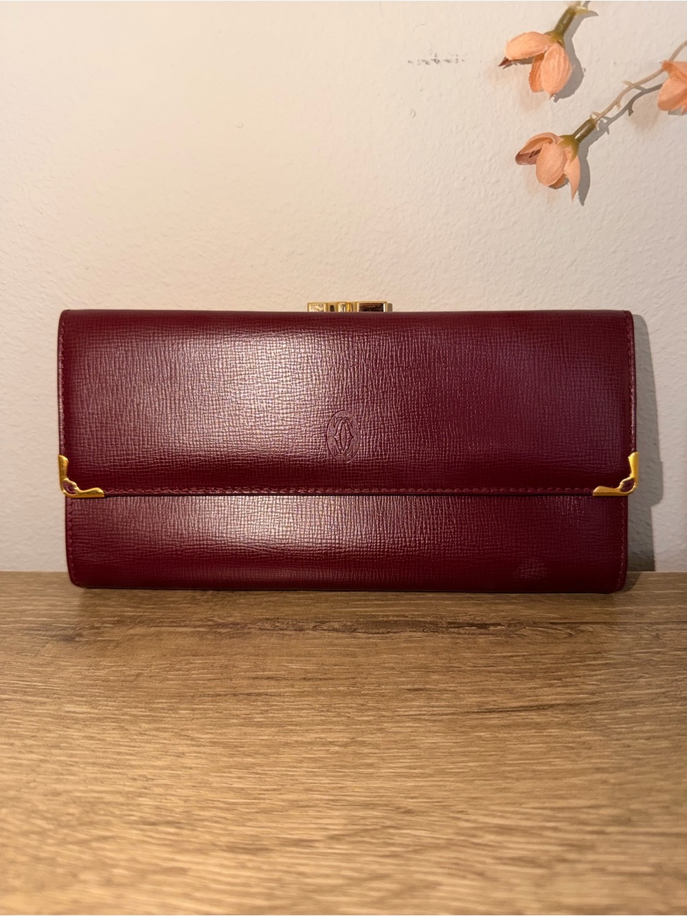 Cartier Burgundy Leather Clutch Wallet